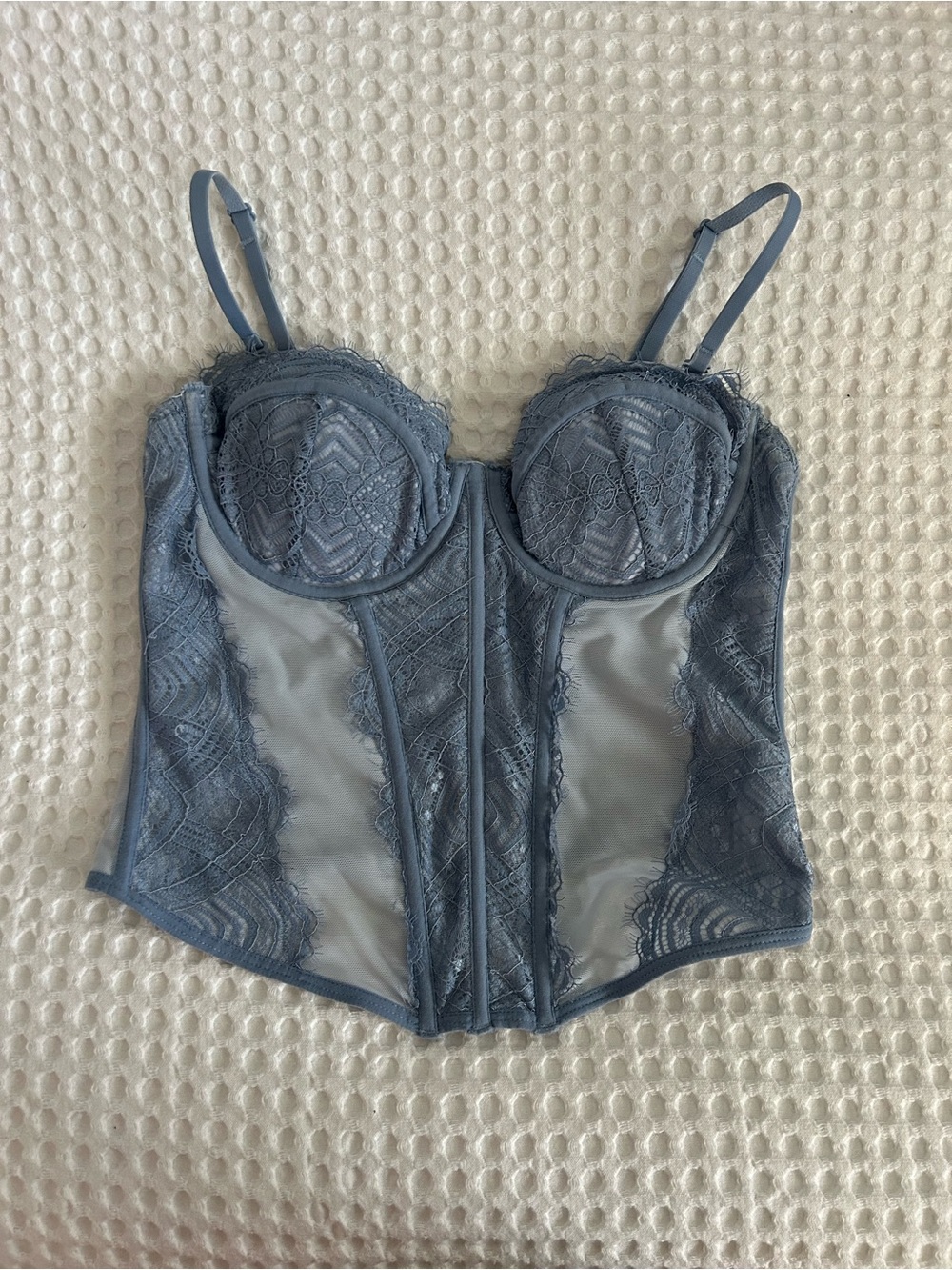 Garage Lace Bustier in Slate Blue